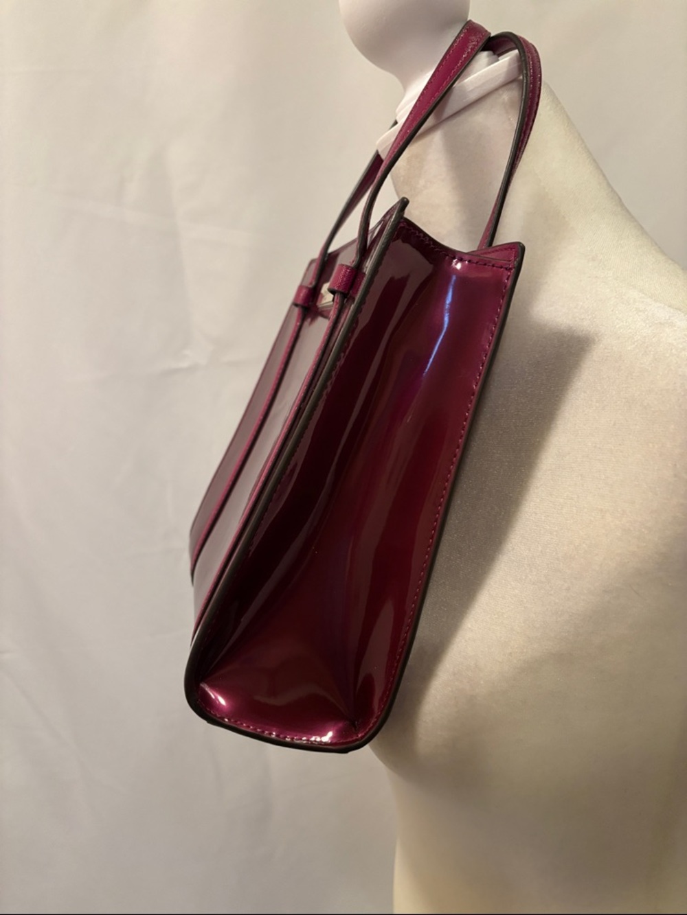 Kate Spade New York Kenzie Small Tote Dark Raspberry Patent Leather - Picture 2 of 16